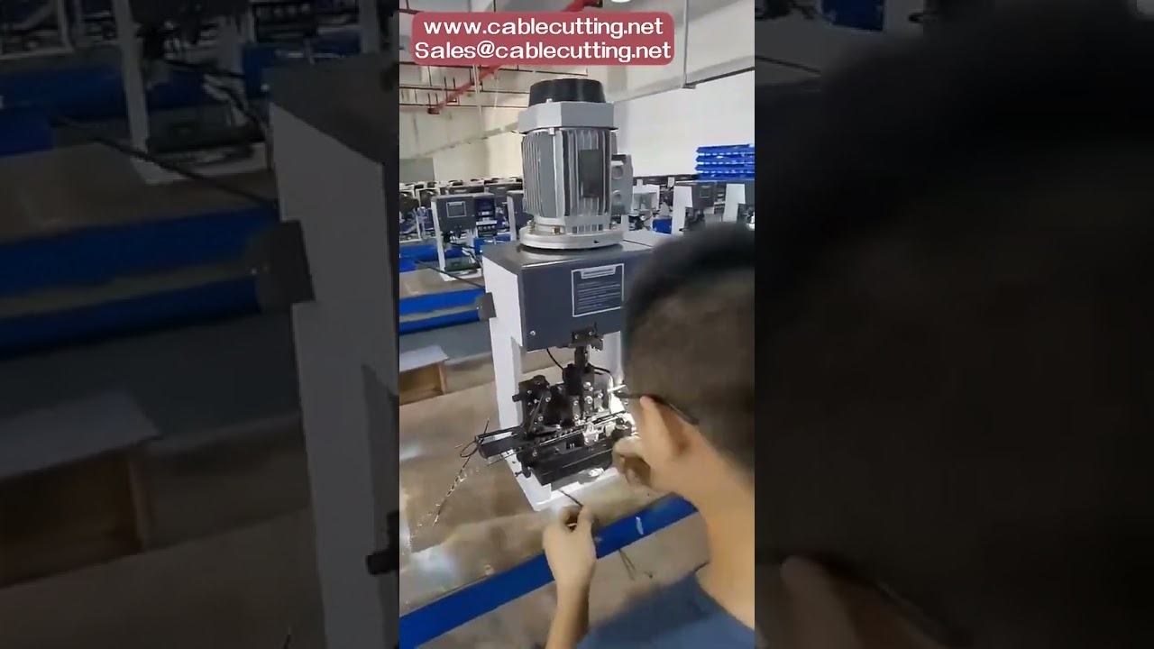 Electric harness cable crimping and wire stripping machine